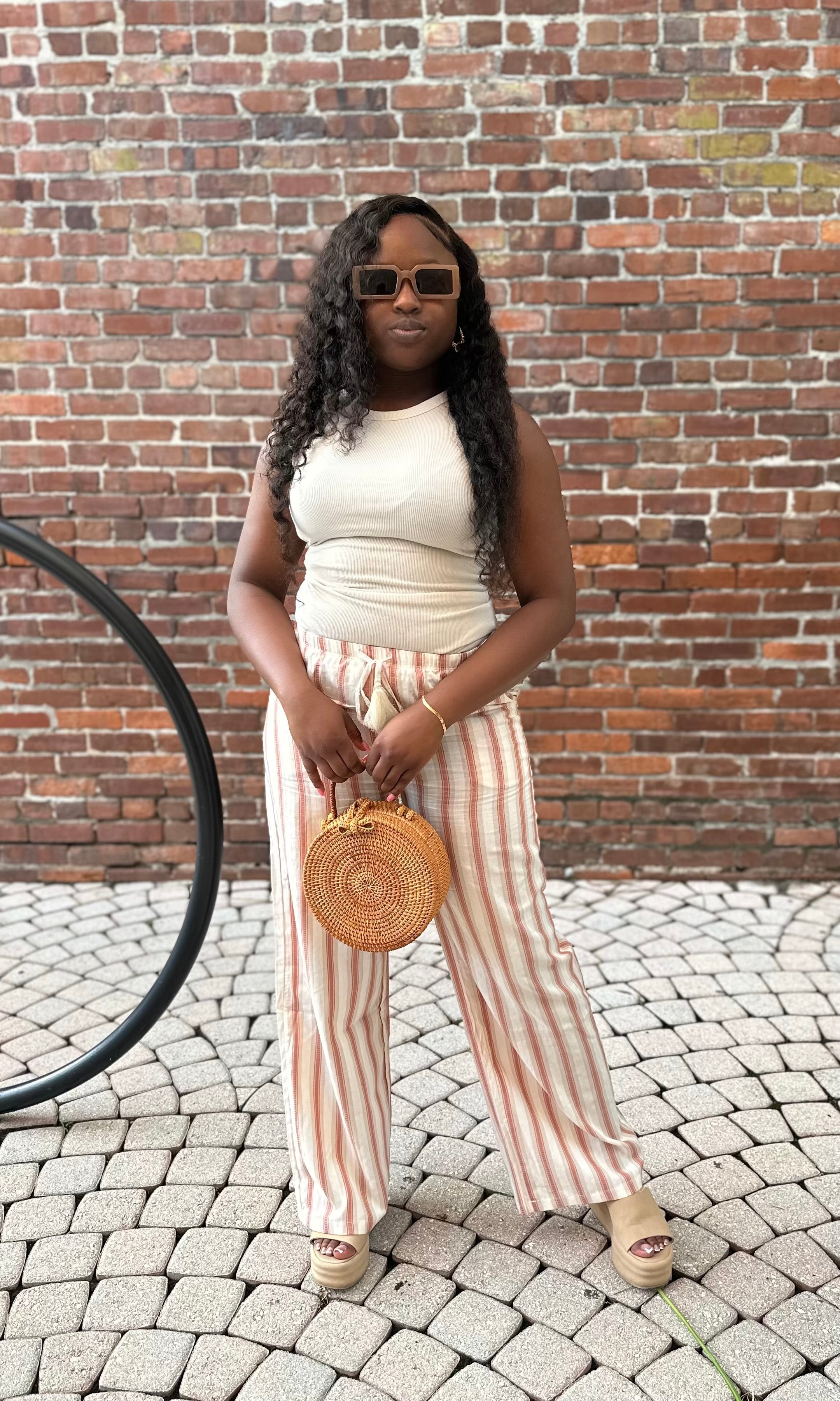 Striped Linen Palazzo | Pants
