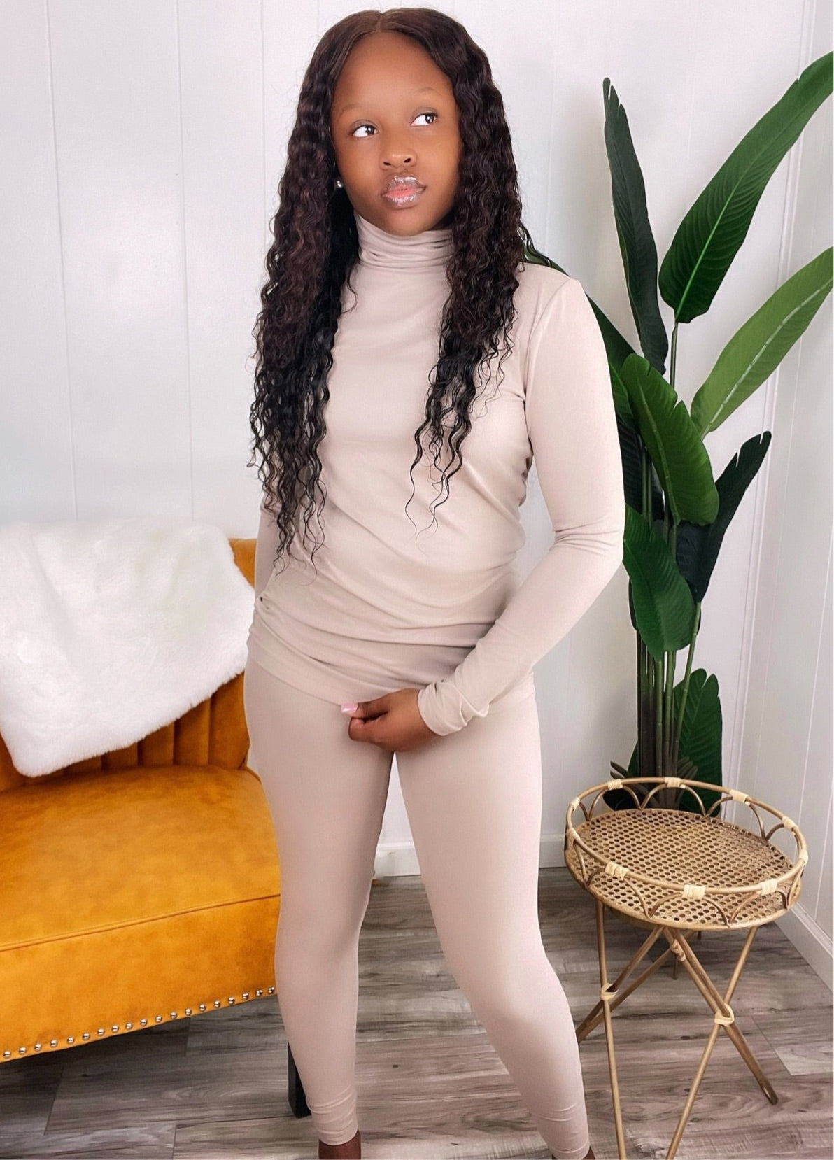 Turtleneck | Legging Set (Ash Mocha)