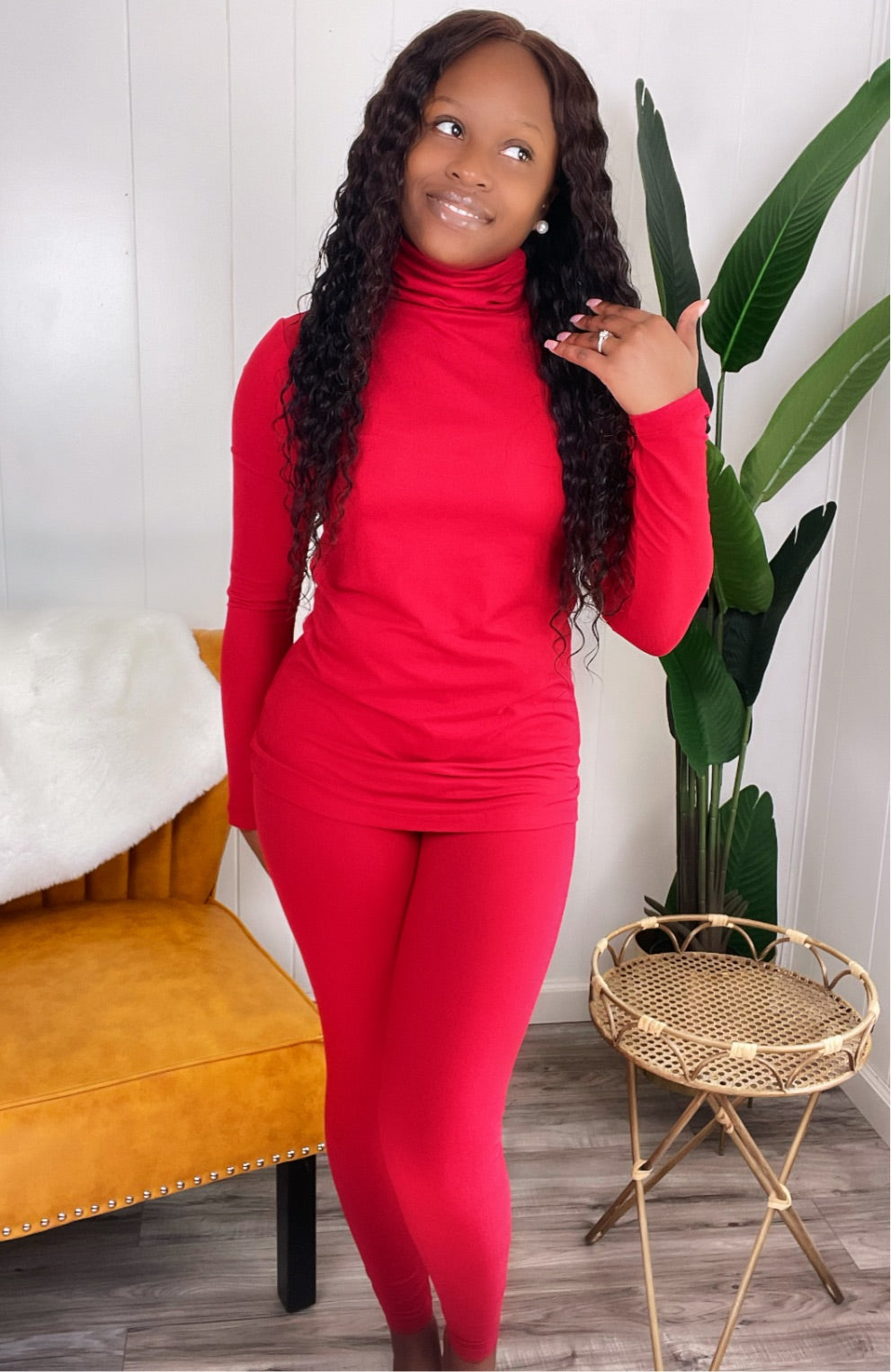 Turtleneck | Legging Set (Dark Red)