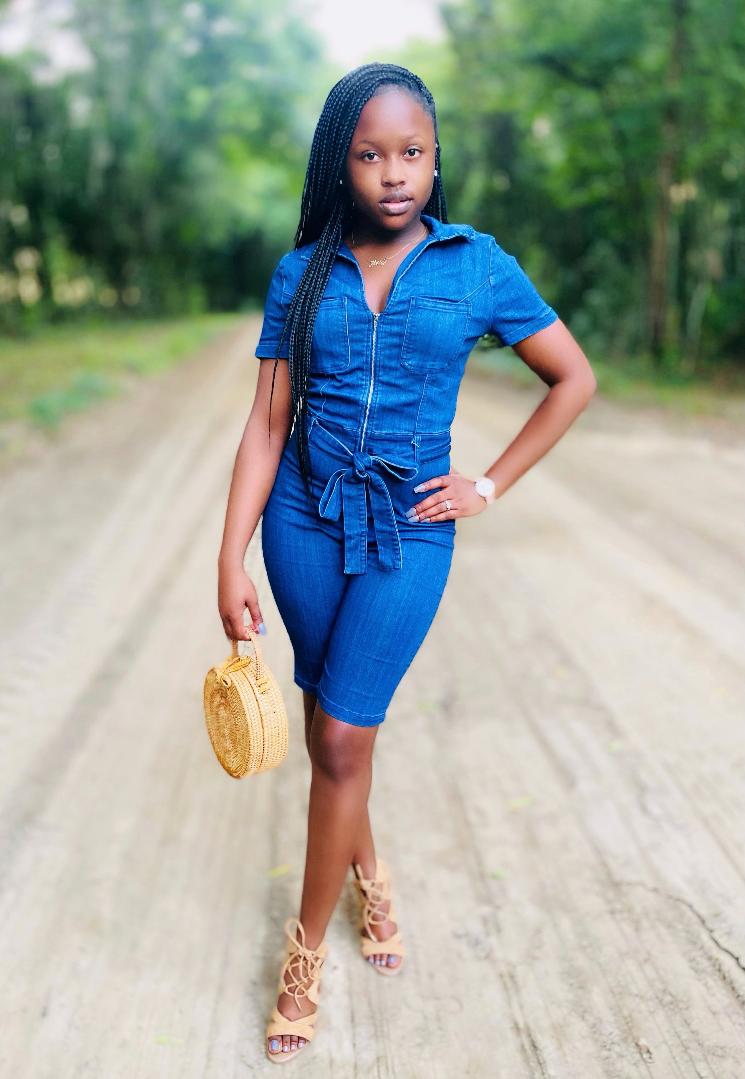 Kara | Denim Romper